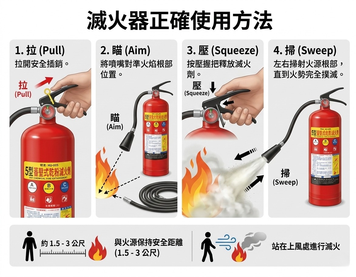 滅火器正確使用方法